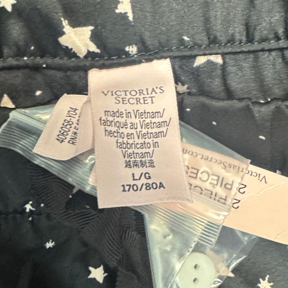 New Victoria's Secret size Large Black Stars loungewear Pajama Set - Picture 9 of 15